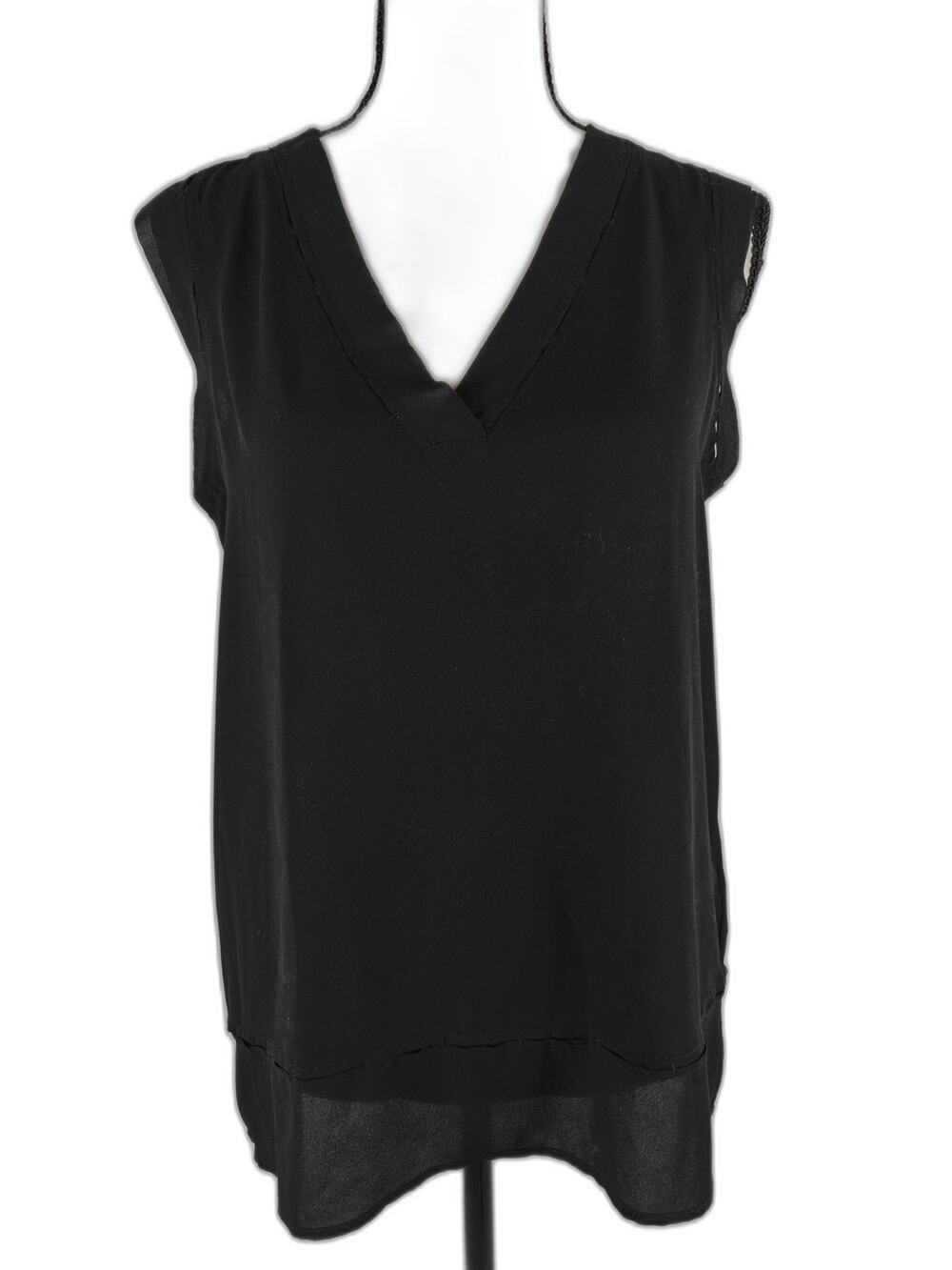 Women's Banana Republic Sleeveless Blouse Black V-Neck XS